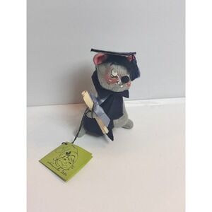 Annalee Dolls Vintage 1965 Graduation Mouse Grey Felt‎ 6" Graduation Gift Unique